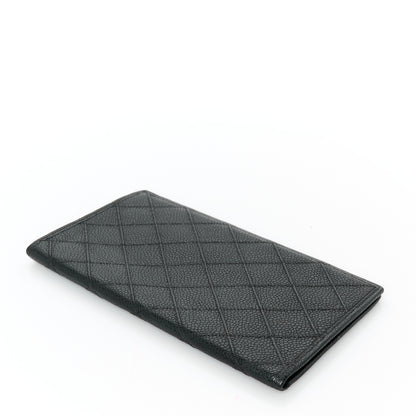 Chanel Caviar Diamond Stitched Check Book Wallet Black 4 of 10