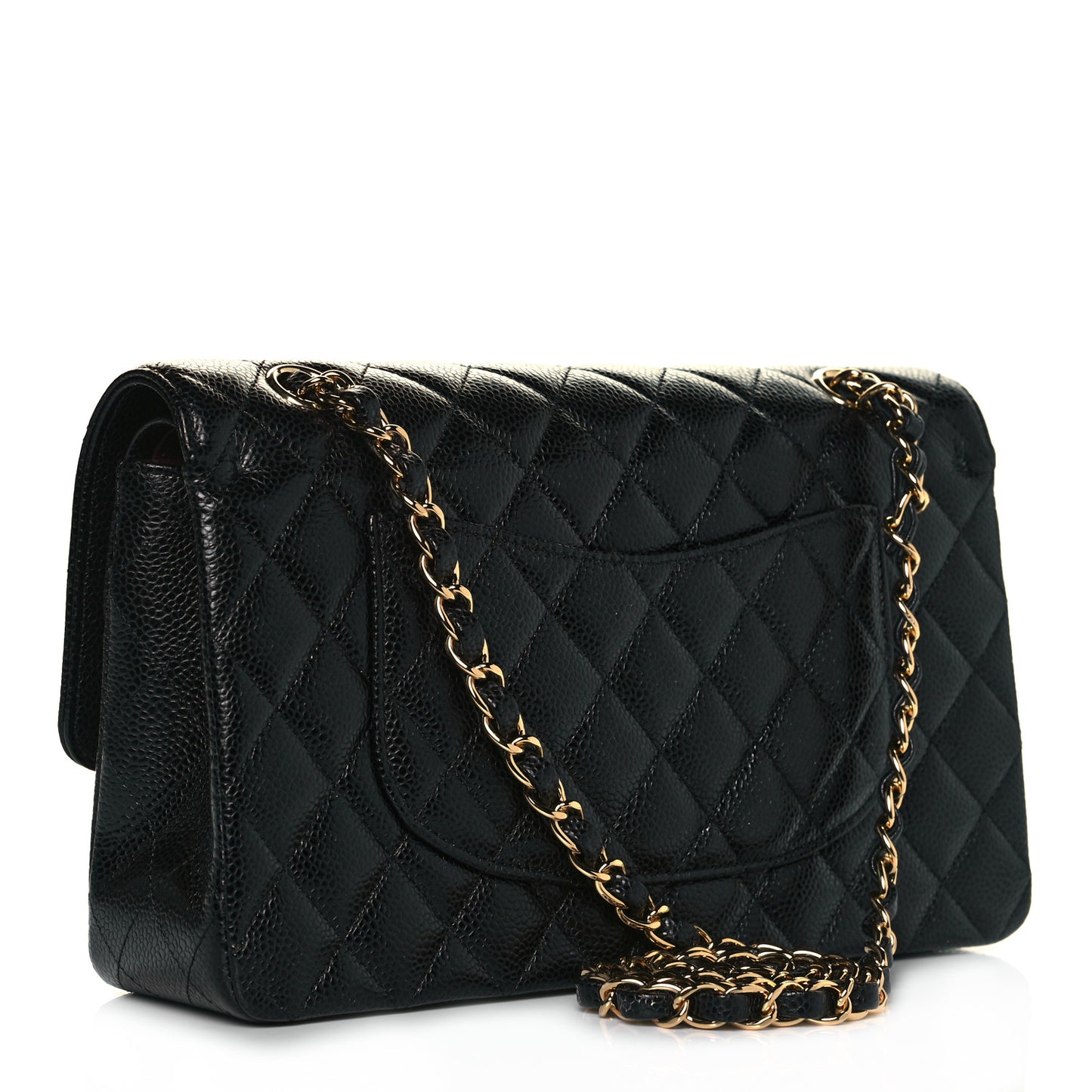 Caviar Quilted Medium Double Flap Black