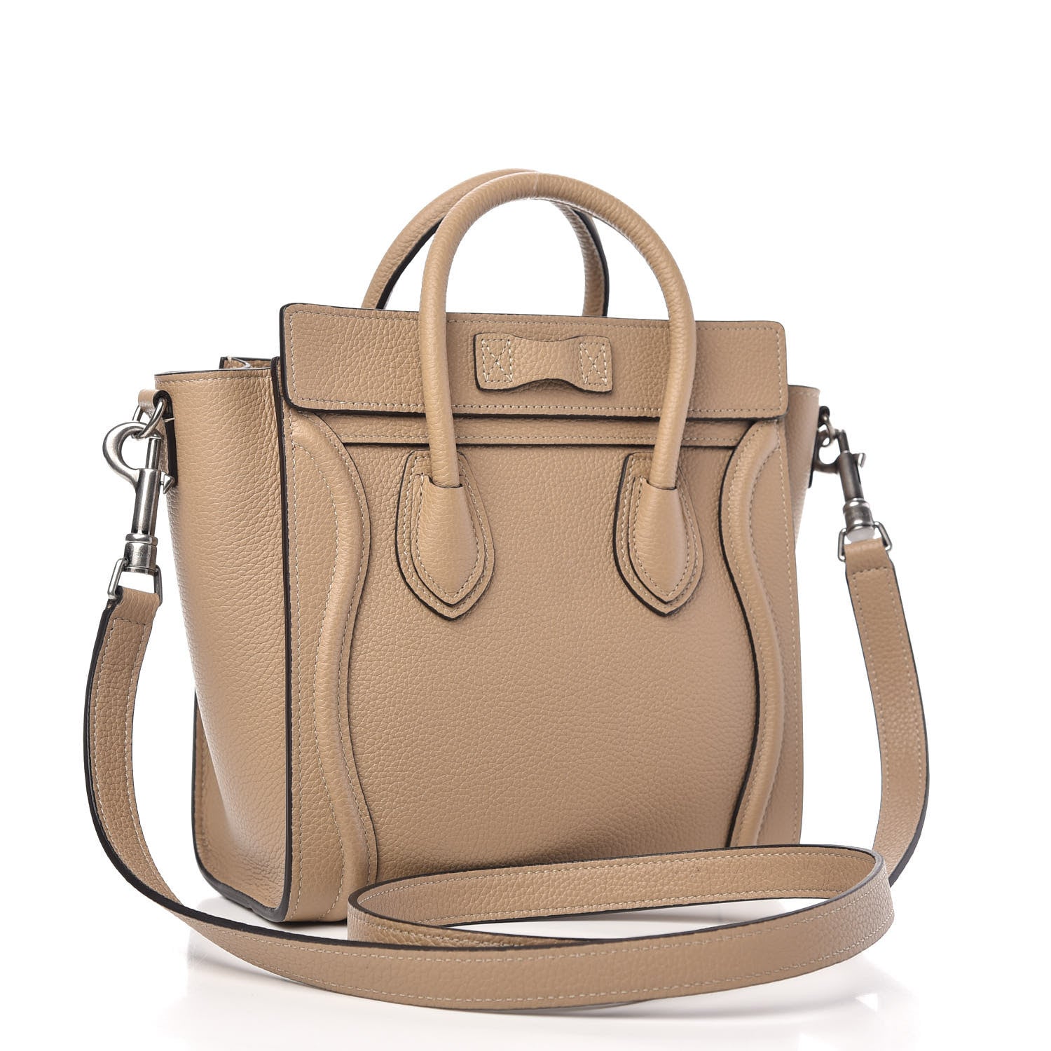 Celine Drummed Calfskin Nano Luggage Dune 3 of 10