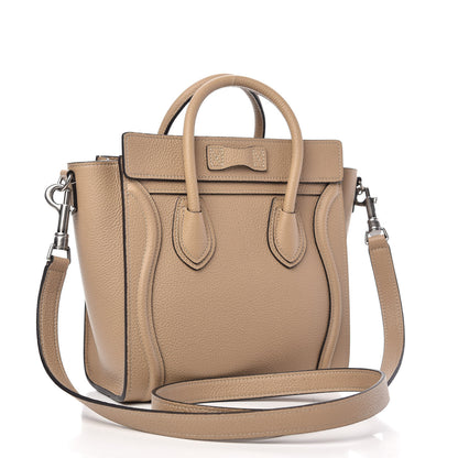 Celine Drummed Calfskin Nano Luggage Dune 3 of 10
