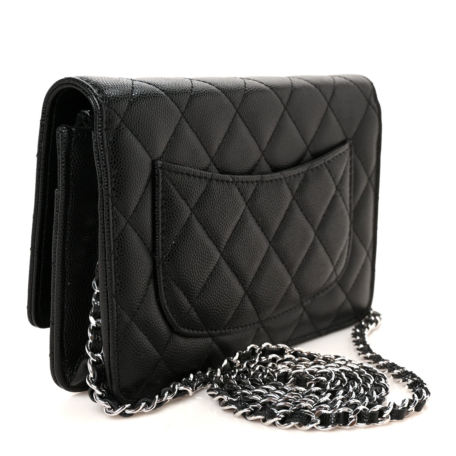Chanel Caviar Quilted Chanel 19 Wallet On Chain WOC Black White 3 of 12