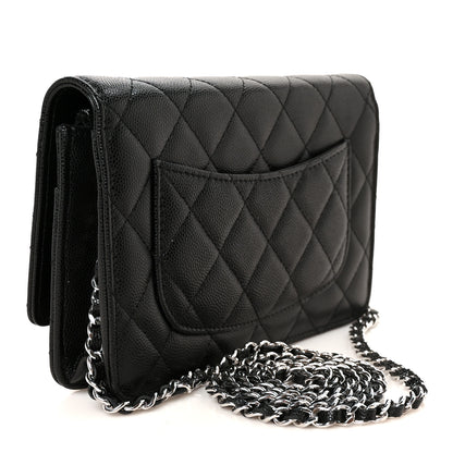 Chanel Caviar Quilted Chanel 19 Wallet On Chain WOC Black White 3 of 12