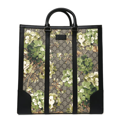 Gucci GG Supreme Monogram Blooms Vertical Tote Beige New Military Black 1 of 10