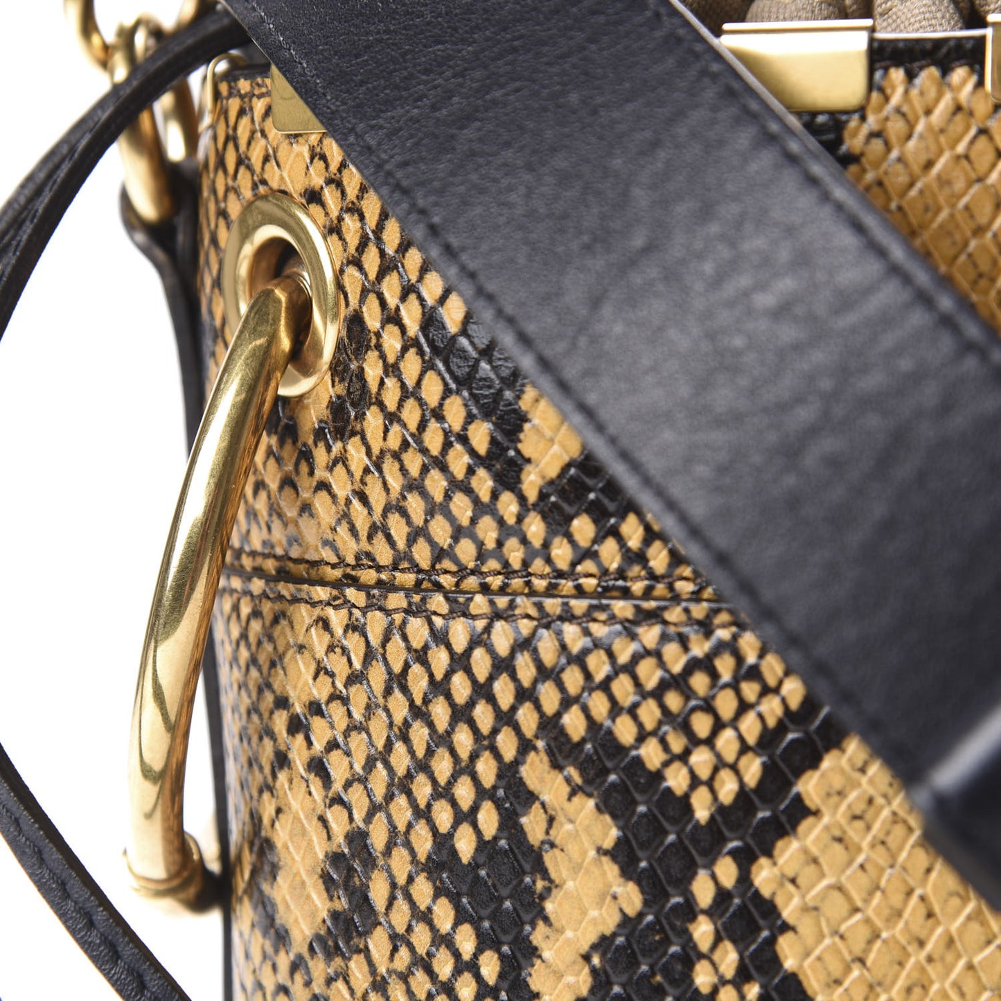 Python Embossed Calfskin Mini Roy Bucket Bag September Sun