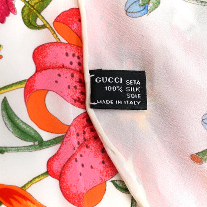 Gucci Silk Floral Triangle Scarf White Multicolor 4 of 4