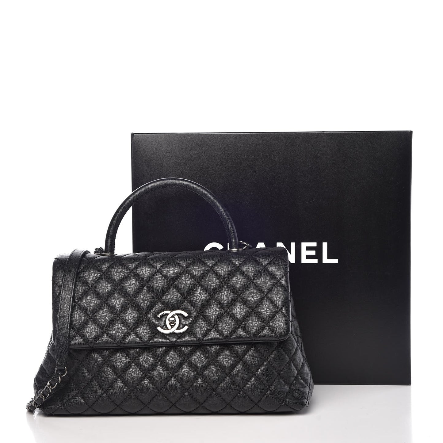 Caviar Quilted Medium Coco Handle Flap Black