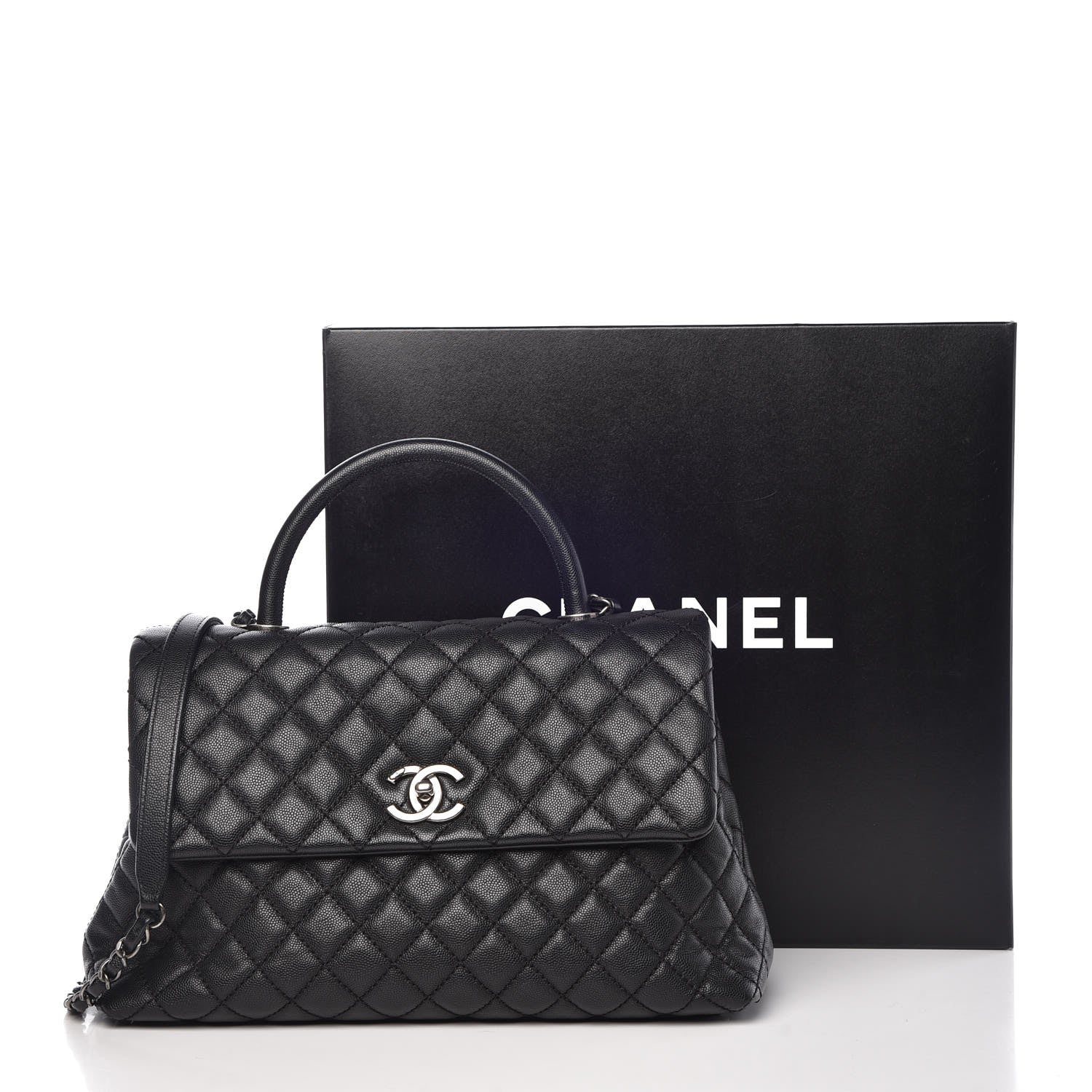 Chanel Caviar Quilted Medium Coco Handle Flap Black 11 of 11