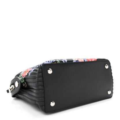 Fendi Calfskin Trapuntata Floral Small DotCom Click Chain Satchel Black Multicolor 4 of 11