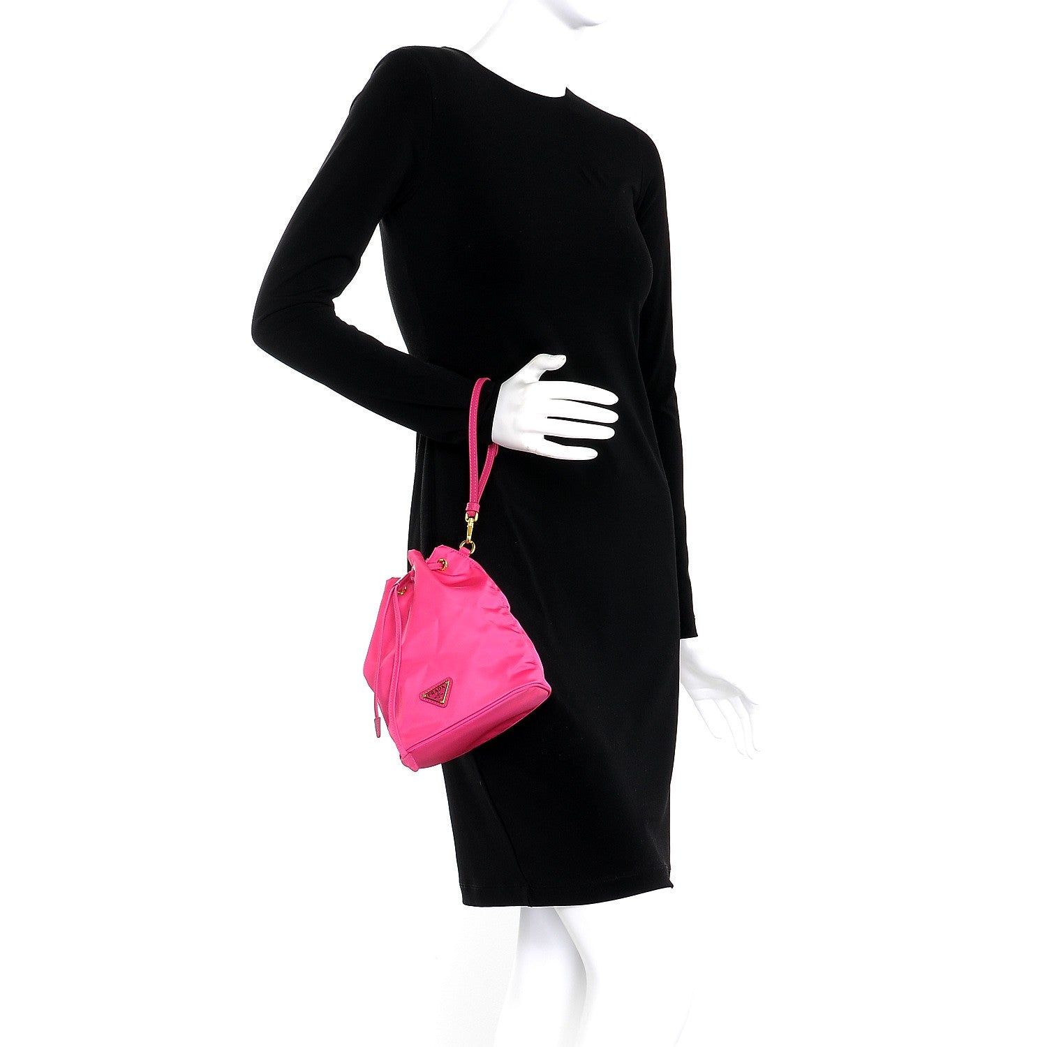 Prada Tessuto Nylon Wristlet Duffel Tote Fuxia 2 of 10