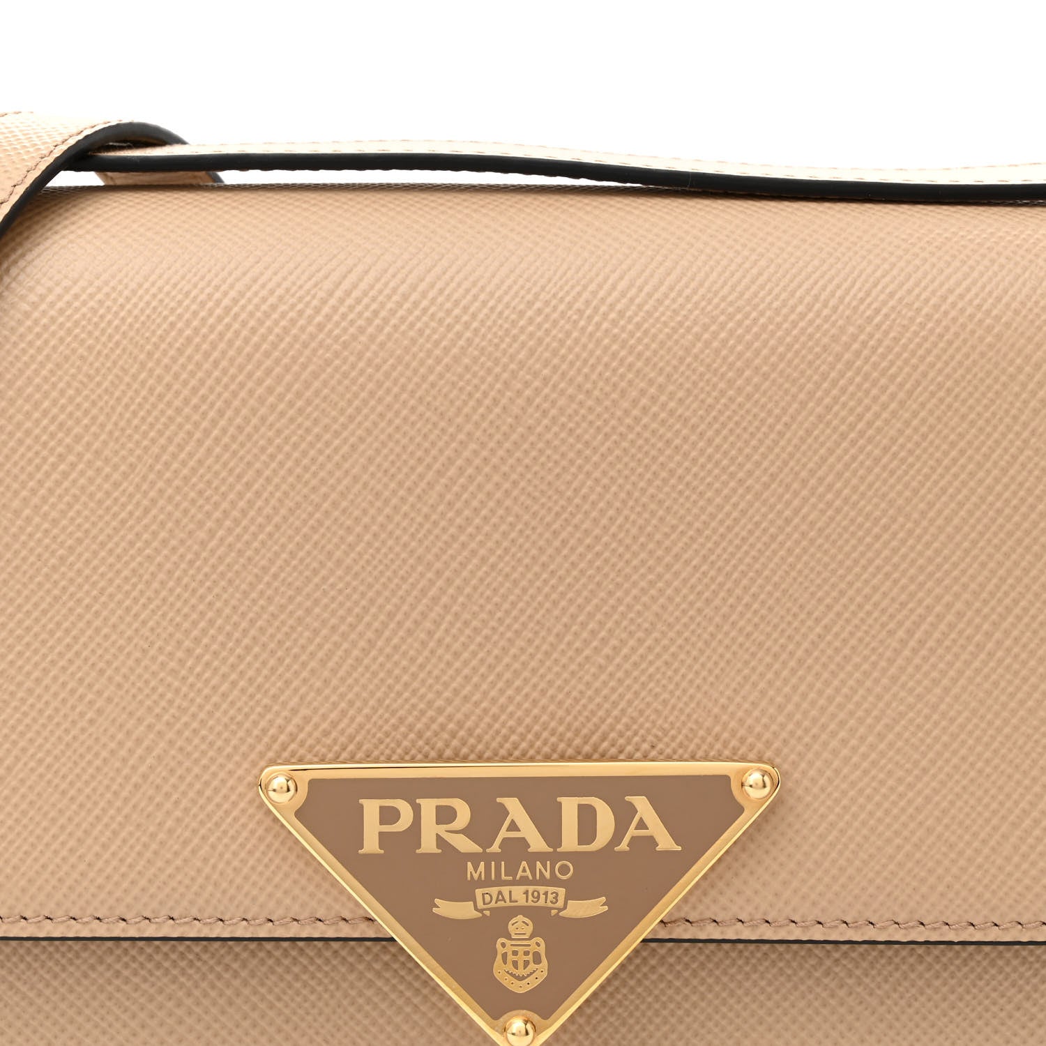 Prada Saffiano Cuir Triangle Embleme Flap Shoulder Bag Sabbia 7 of 11