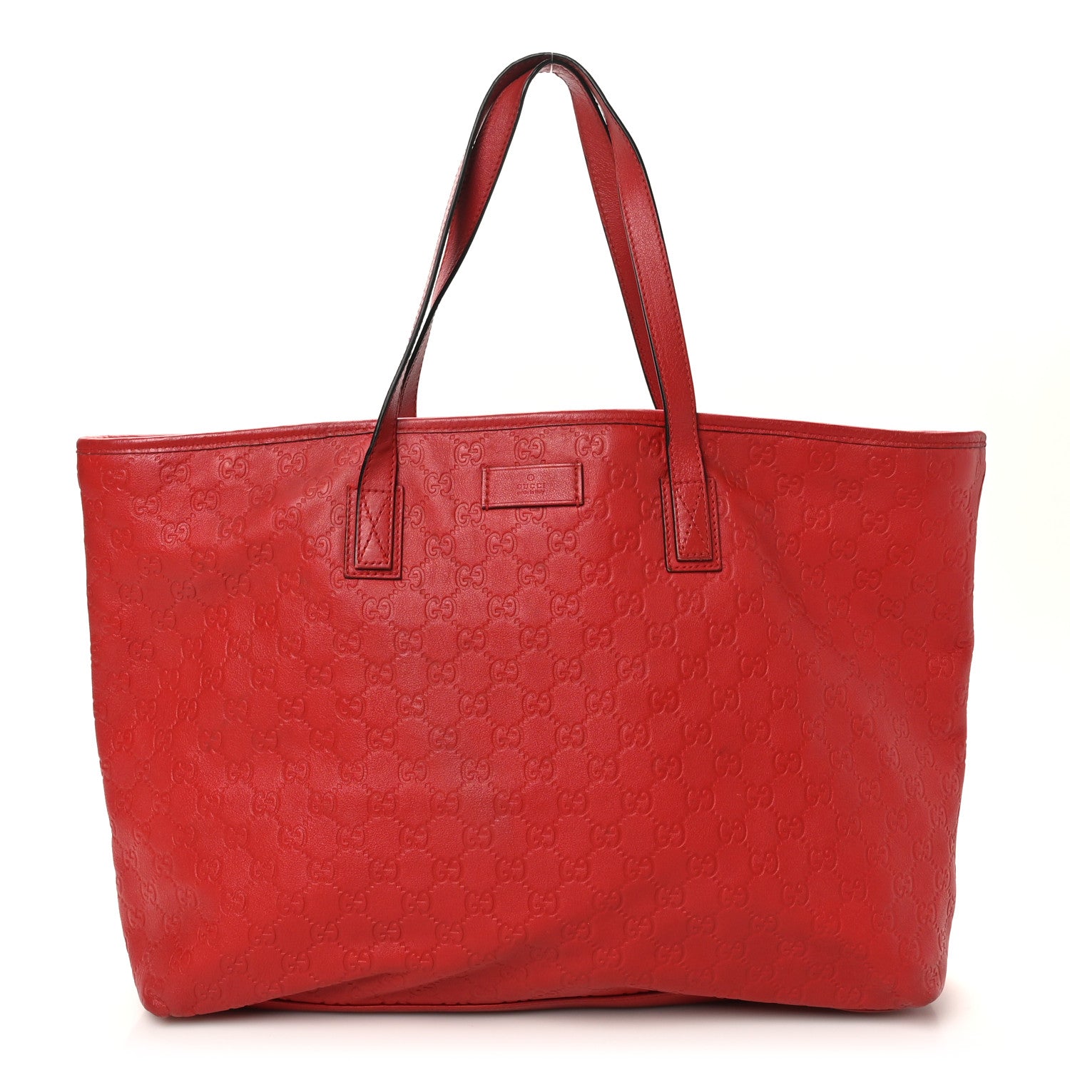 Gucci Guccissima Large Zippered Shopping Tote Red 1 of 10