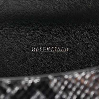 Balenciaga Shiny Calfskin Snakeskin Embossed Hourglass Top Handle Bag XS Silver Black 5 of 7