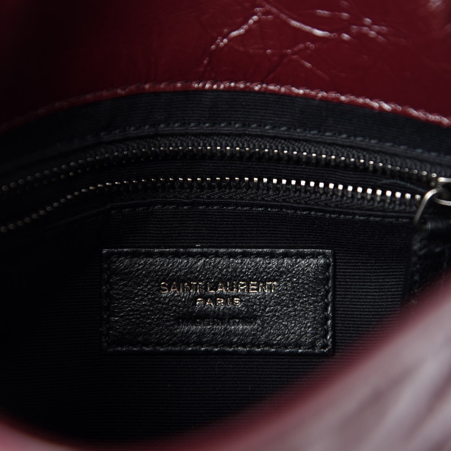 Saint Laurent Crinkled Calfskin Matelasse Monogram Niki Chain Wallet Dark Legion Red 8 of 11