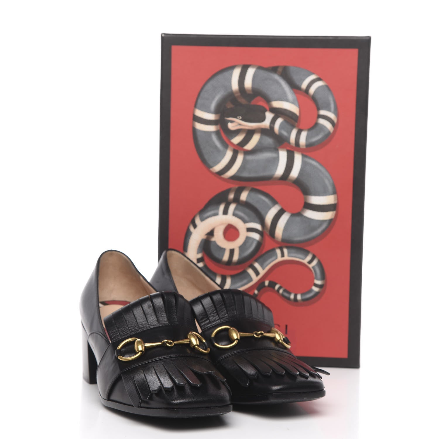Gucci Malaga Kid Polly Kiltie Fringe 55mm Loafer Pumps 38 Black 9 of 9
