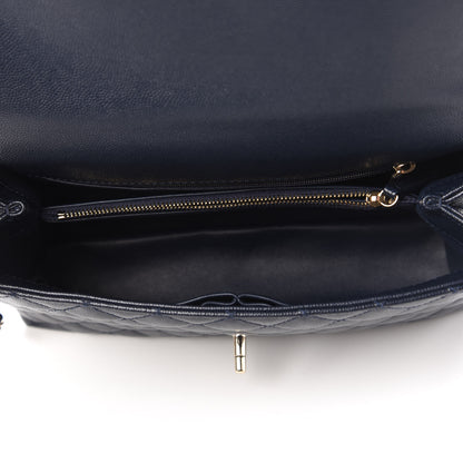 Chanel Caviar Lizard Quilted Small Coco Handle Flap Navy Blue 5 of 10