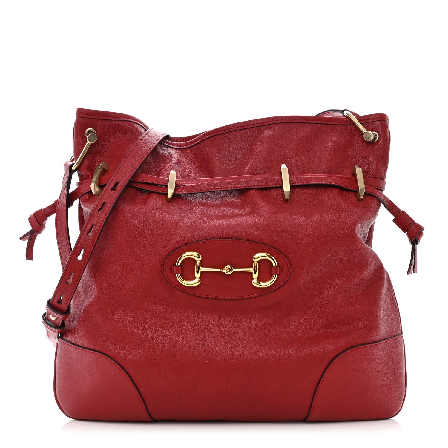 Gucci Sakai Be Green Calfskin Horsebit 1955 Cinch Top Messenger Bag New Cherry Red 1 of 10