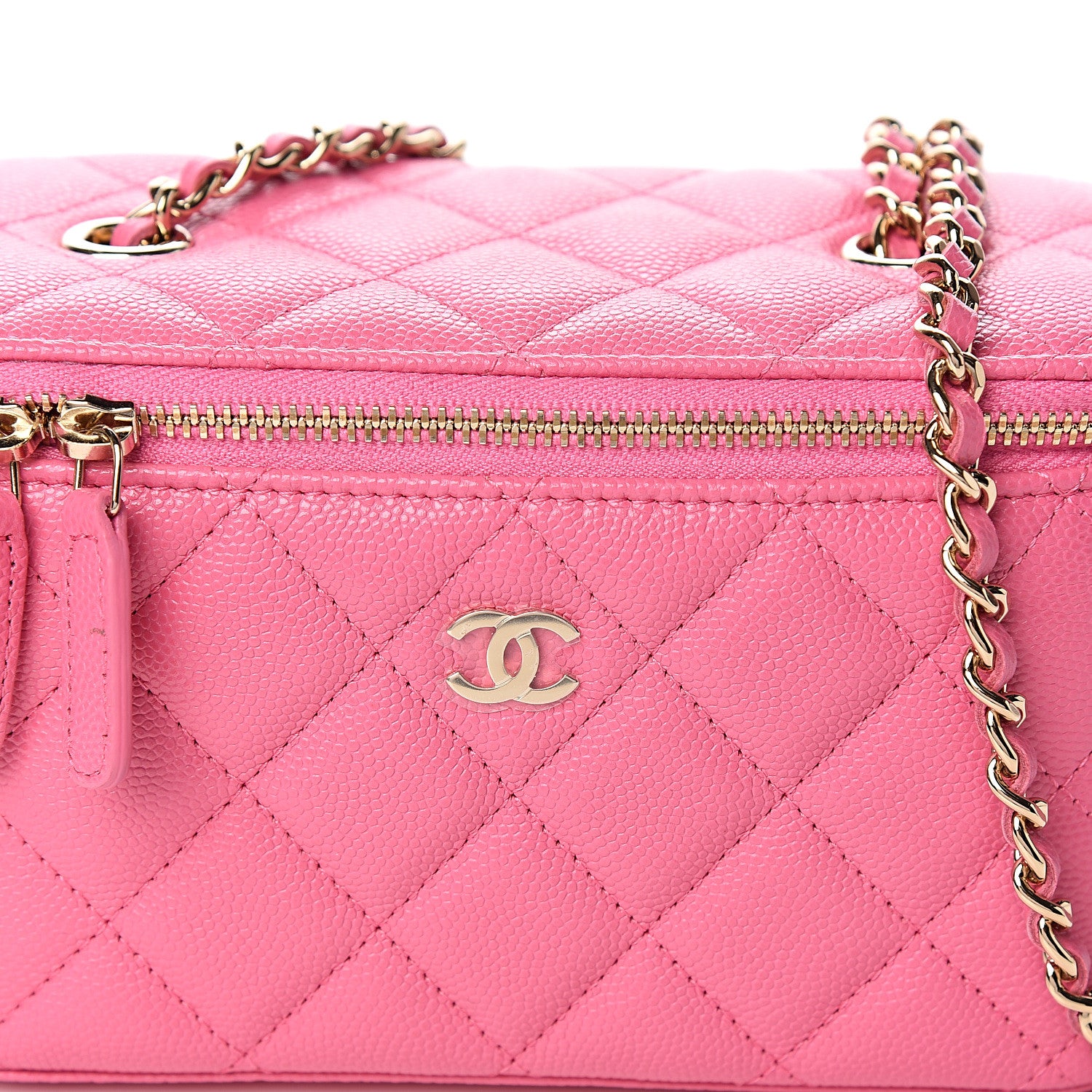 Chanel Caviar Quilted Small Vanity Case With Chain Pink 7 of 9