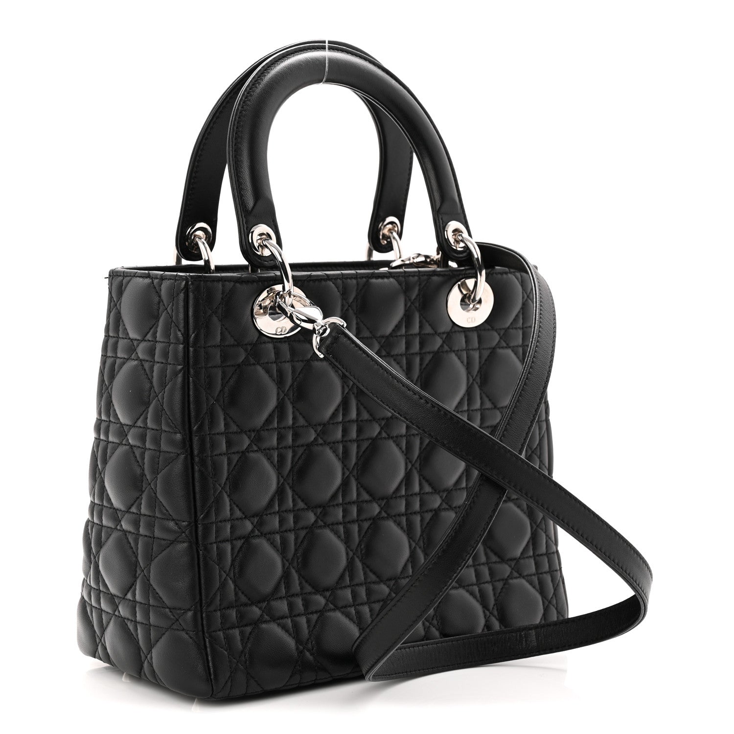 Christian Dior Lambskin Cannage Medium Lady Dior Black 3 of 11