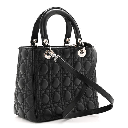 Christian Dior Lambskin Cannage Medium Lady Dior Black 3 of 11