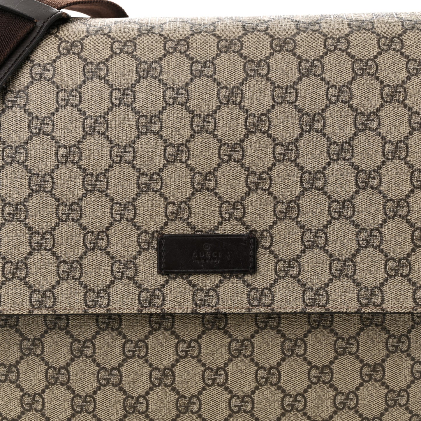 GG Plus Monogram Messenger Diaper Bag Dark Brown