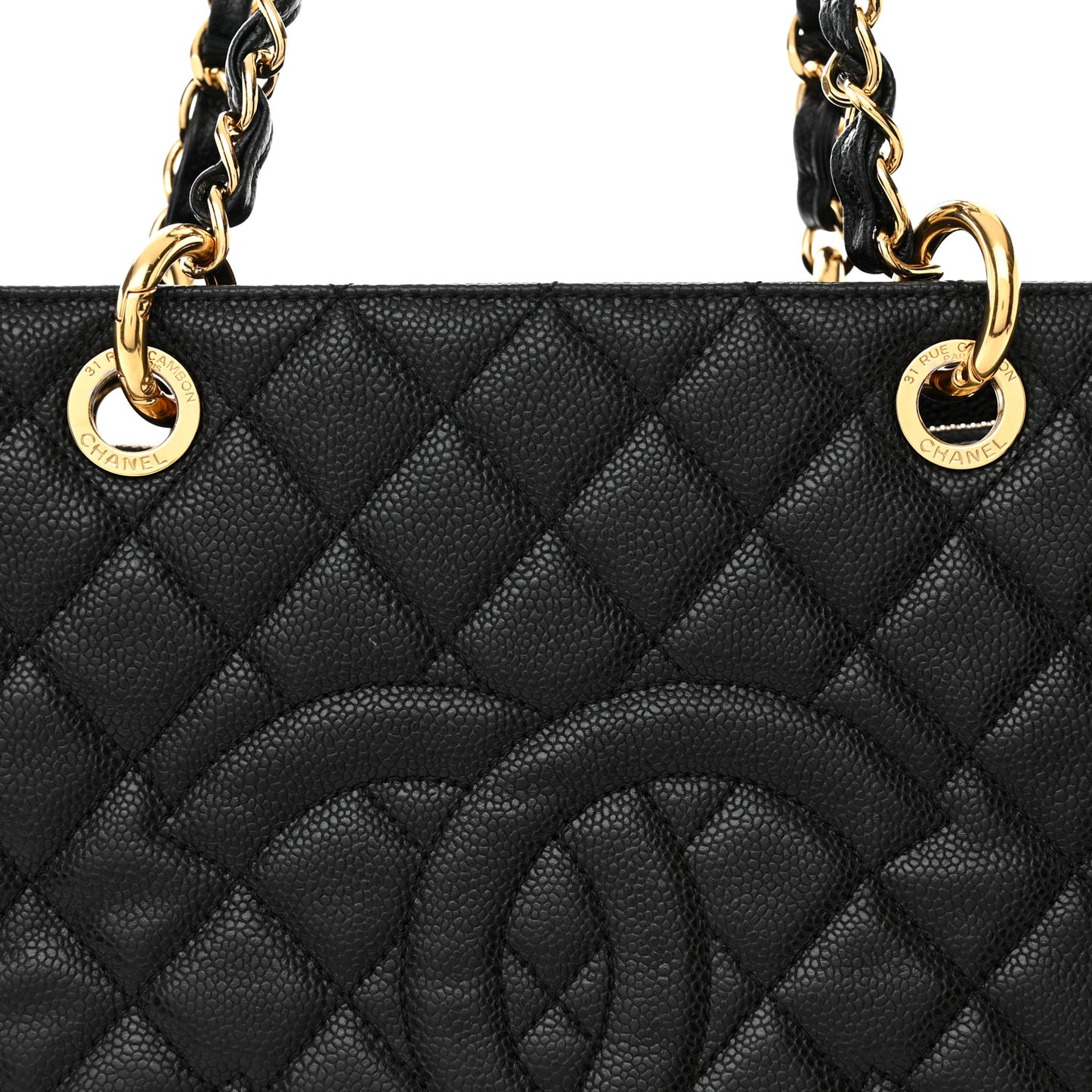 Caviar Quilted Grand Shopping Tote GST Black