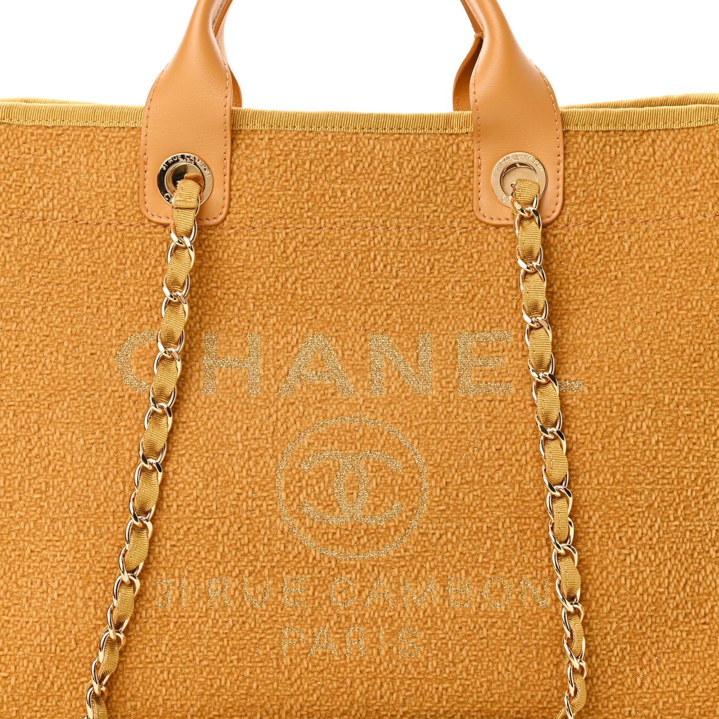Lurex Boucle Medium Deauville Tote Yellow