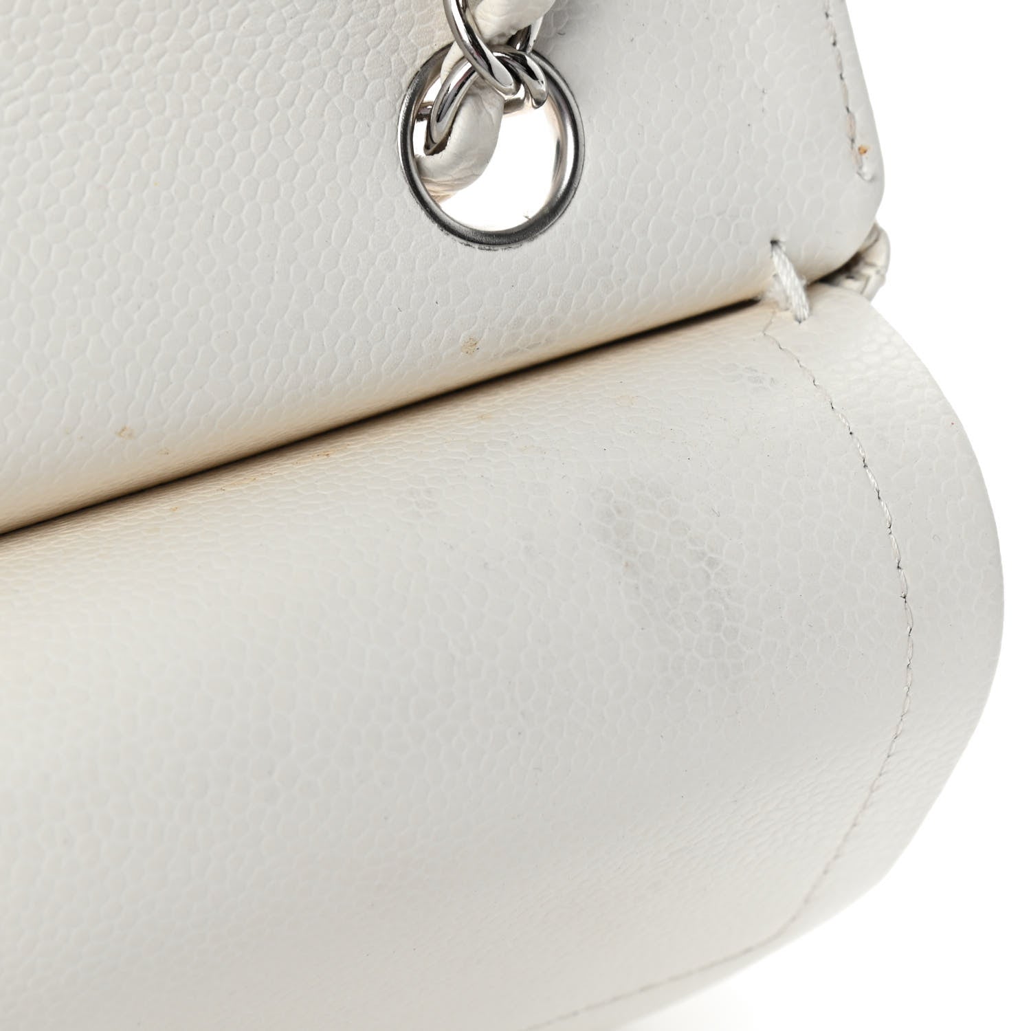 Chanel Caviar Quilted Medium Double Flap White 12 of 14