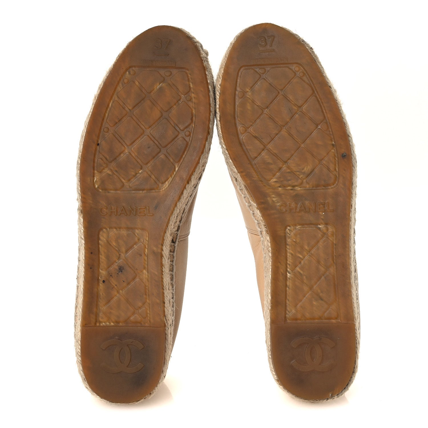 Chanel Lambskin CC Espadrilles 37 Beige Black 7 of 15