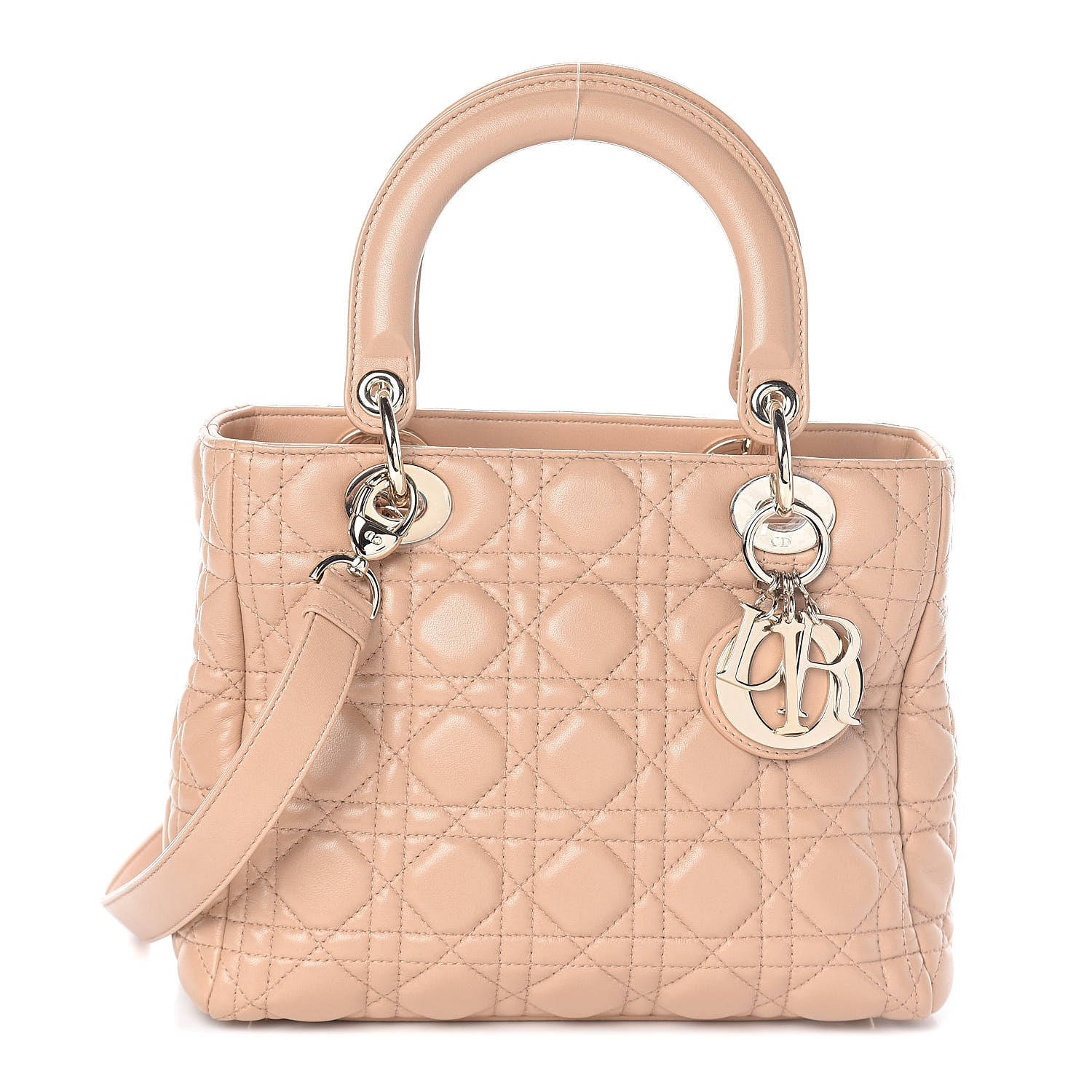 Christian Dior Lambskin Cannage Medium Lady Dior Beige 1 of 8