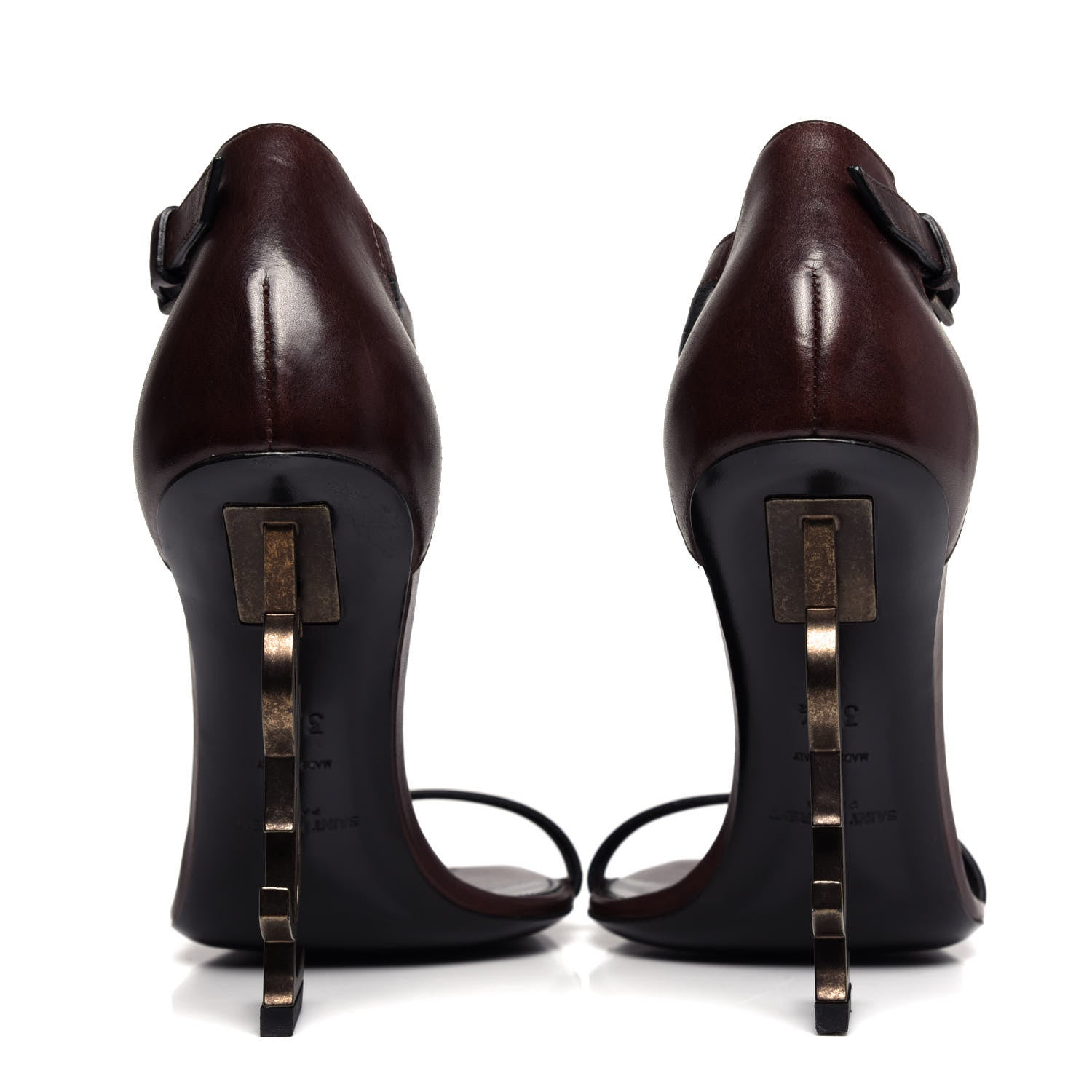 Saint Laurent Calfskin Opyum Sandals 37.5 Brown 7 of 11