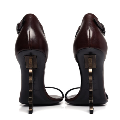 Saint Laurent Calfskin Opyum Sandals 37.5 Brown 7 of 11
