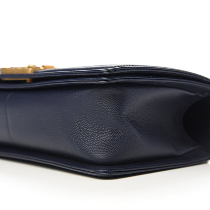 Chanel Caviar Quilted Medium Boy Flap Dark Blue 9 of 10