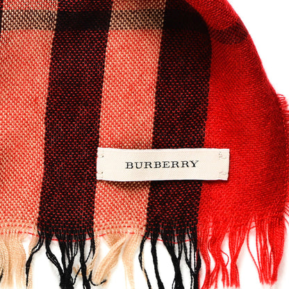 Burberry Merino Wool Cashmere Classic Check Scarf Red 3 of 5