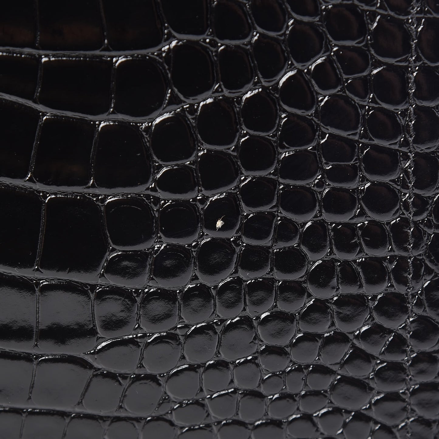 Calfskin Crocodile Embossed Medium Zip Pouch Black