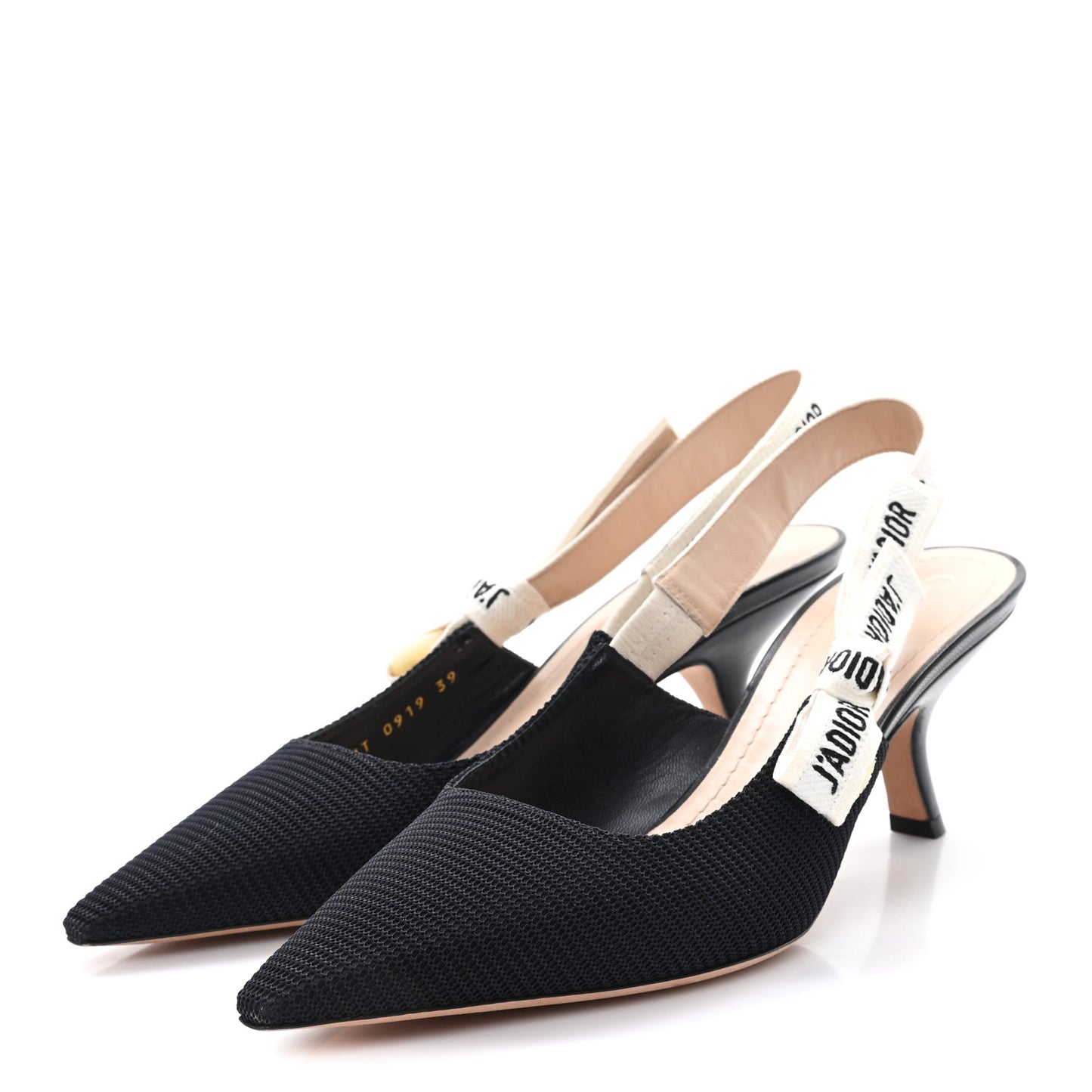 Technical Canvas Ribbon J Adior Slingback 65mm Pumps 39 Black