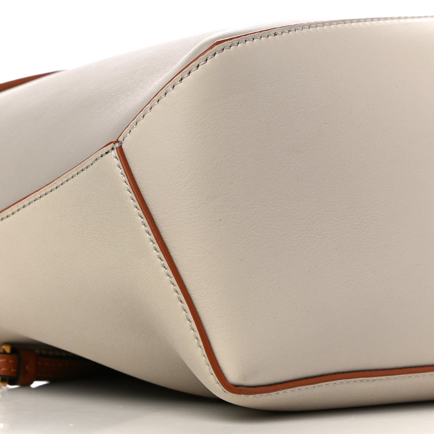 Calfskin Small Puzzle Edge Bag Ghost Soft White