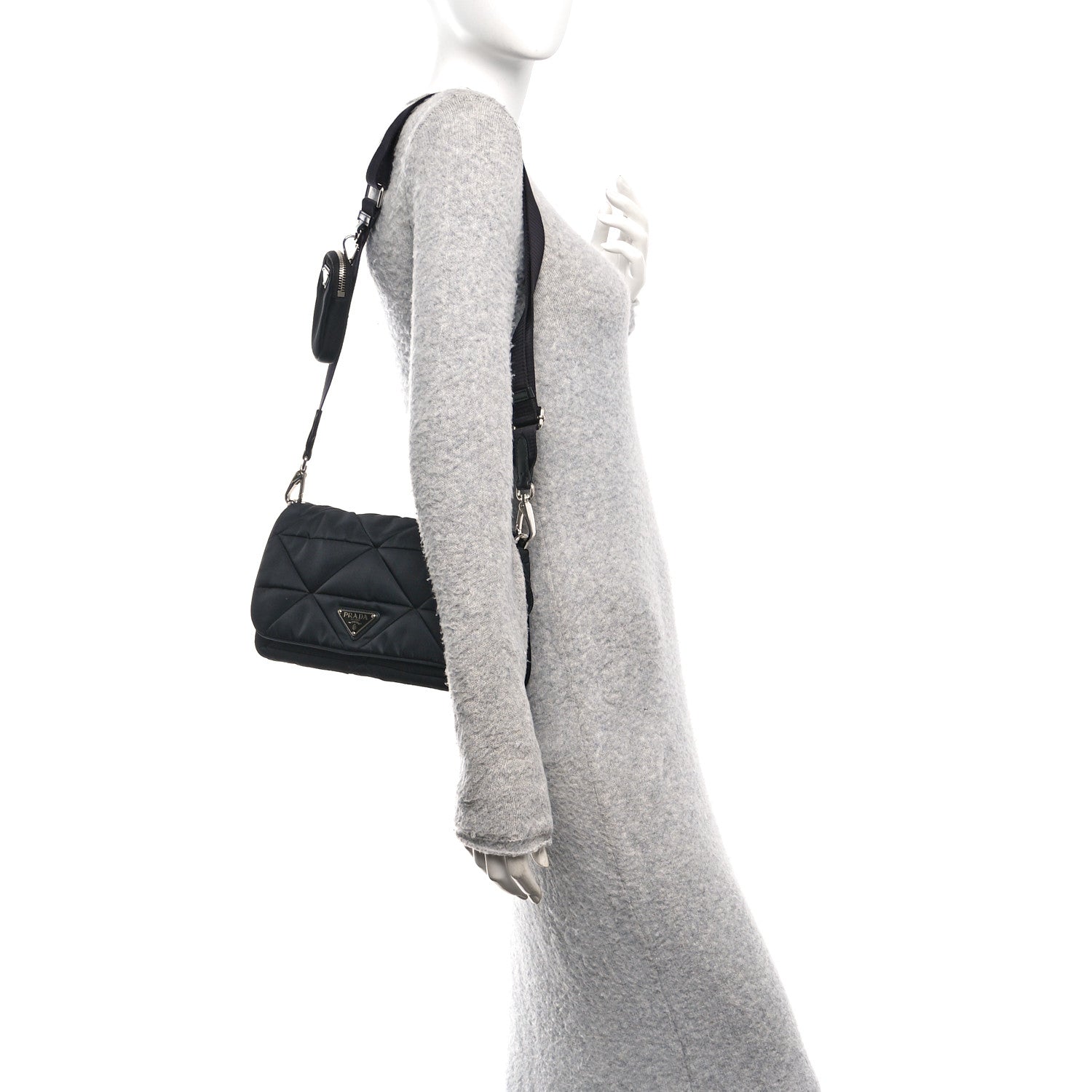 Prada Re-Nylon Quilted Padded Flap Shoulder Bag Black 2 of 11