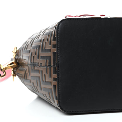 Fendi Vitello Grace F is Fendi Bi-Color FF 1974 Embossed Grande Mon Tresor Bucket Bag Maya Black Fragola 8 of 10
