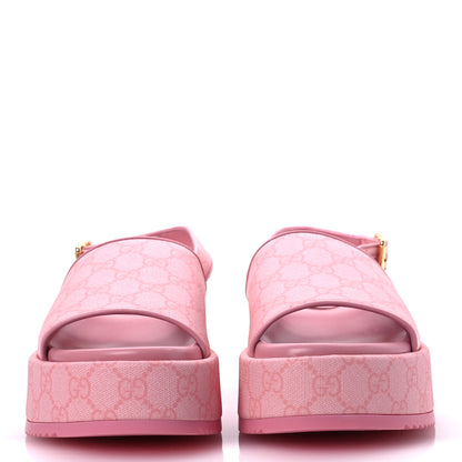 Gucci GG Supreme Monogram Granada Kid Angelina Platform 35mm Slingback Sandals 39 Cotton Candy Dark Cotton Candy Wild Rose 3 of 13