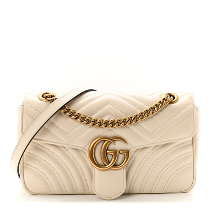 Gucci Calfskin Matelasse Small GG Marmont Shoulder Bag White 1 of 10