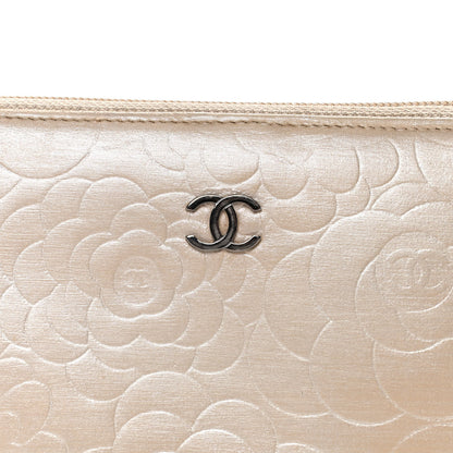 Chanel Lambskin Camellia Embossed Zip Around Organizer Wallet Light Beige 18 of 23