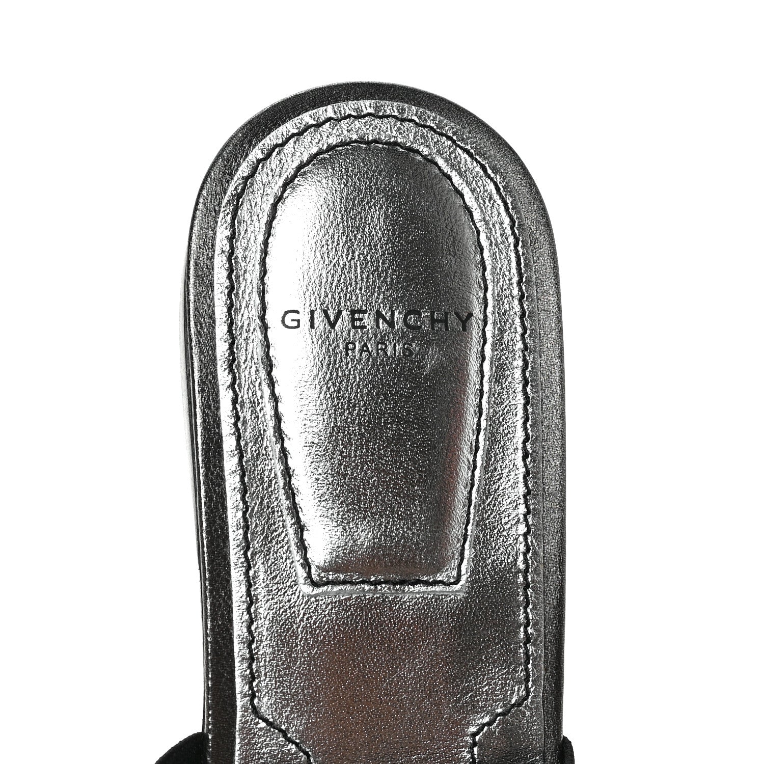 Givenchy Metallic Calfskin Bedford Logo Mule Slides 36.5 Black 7 of 8