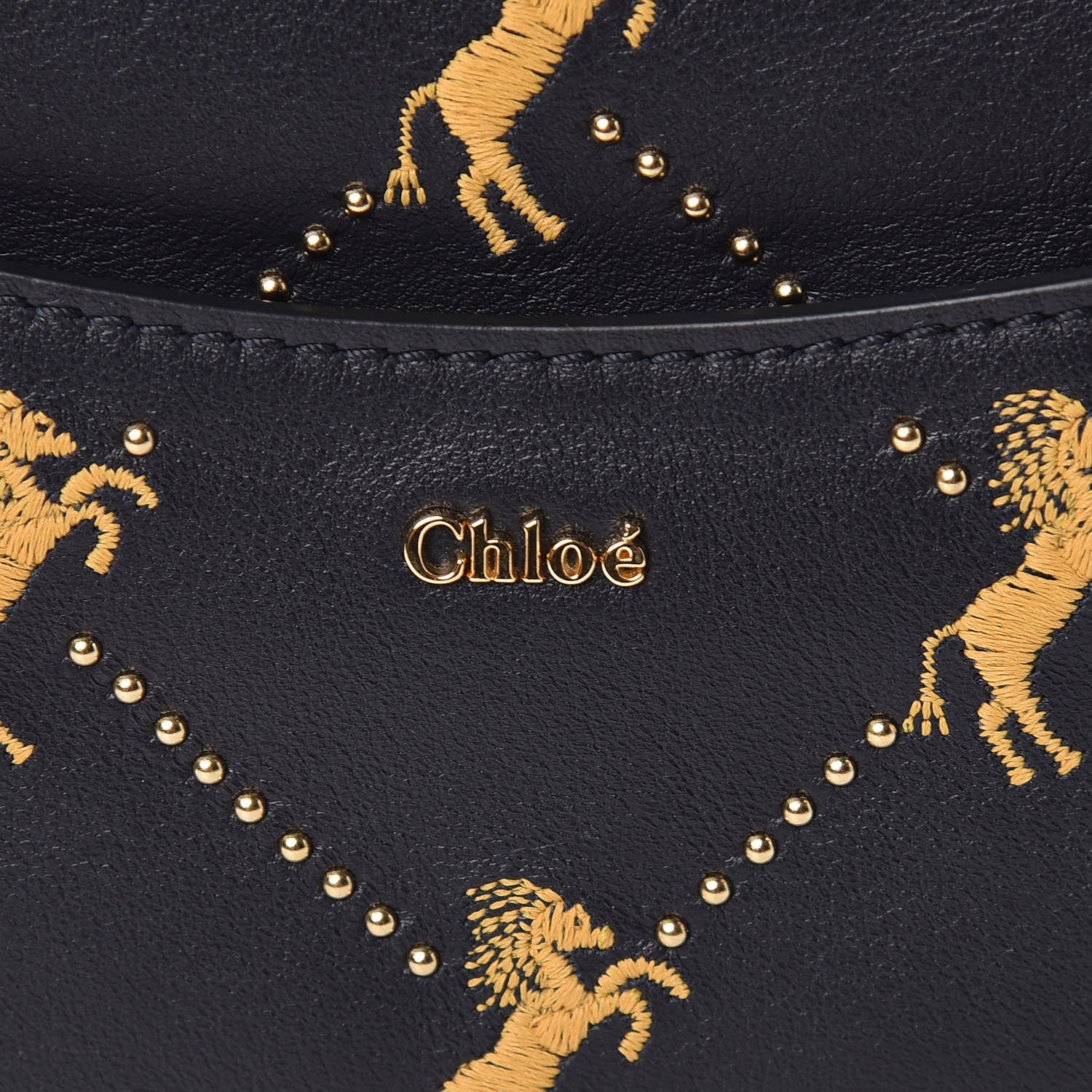 Chloe Smooth Calfskin Little Horses Embroidered Signature Belt Bag Full Blue 10 of 12