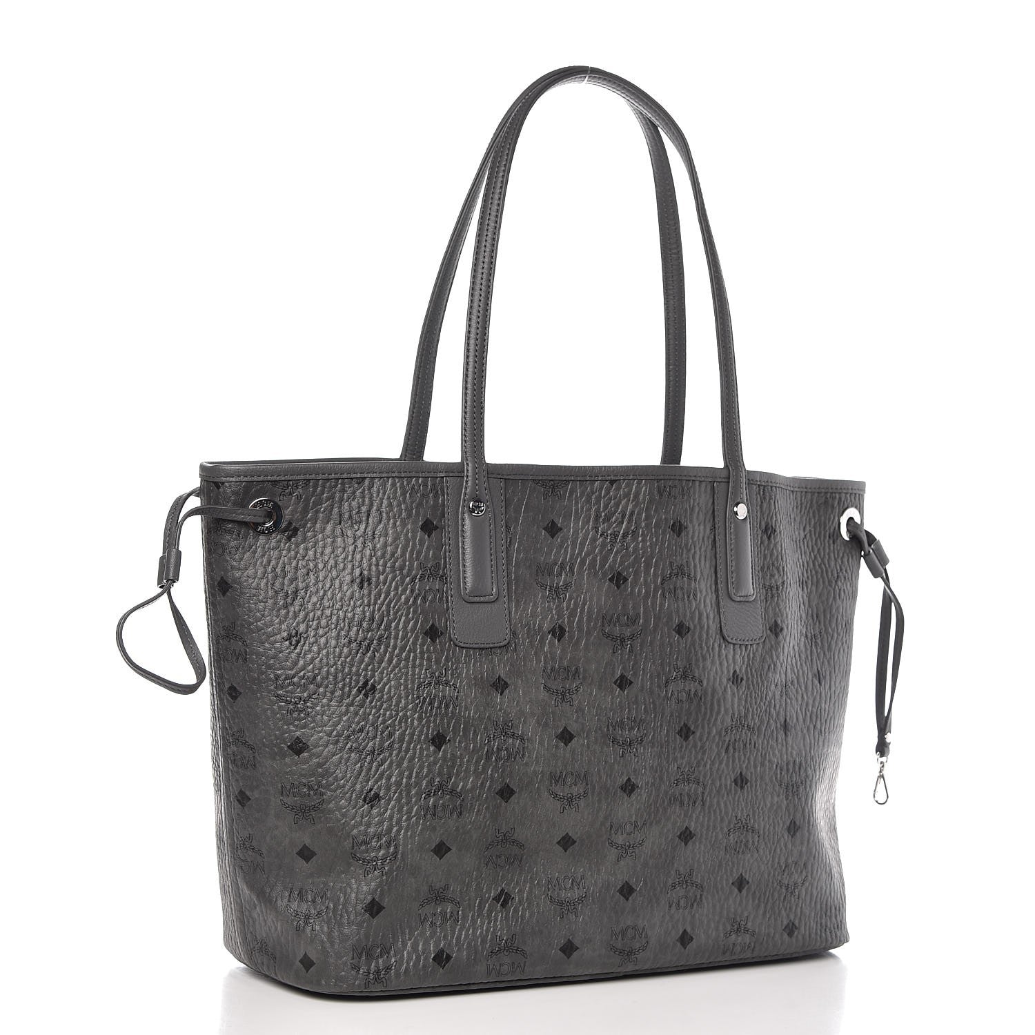 MCM Visetos Medium Liz Reversible Shopper Tote Phantom Grey 4 of 17