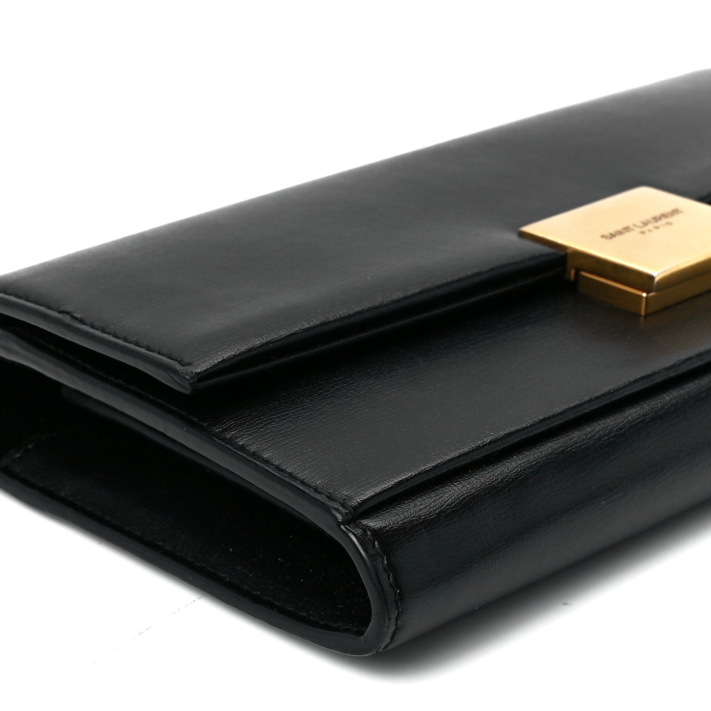 Calfskin Bellechasse Flap Clutch Wallet Black