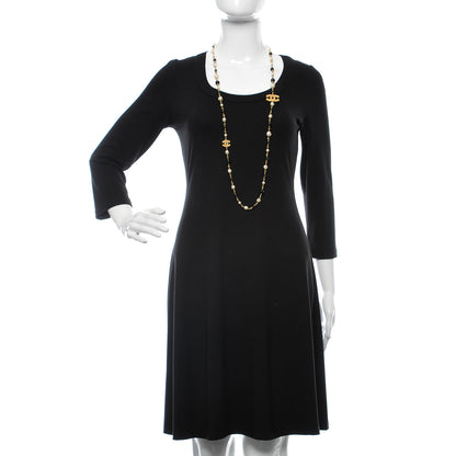 Chanel Pearl Bead CC Long Necklace Black Gold 2 of 5