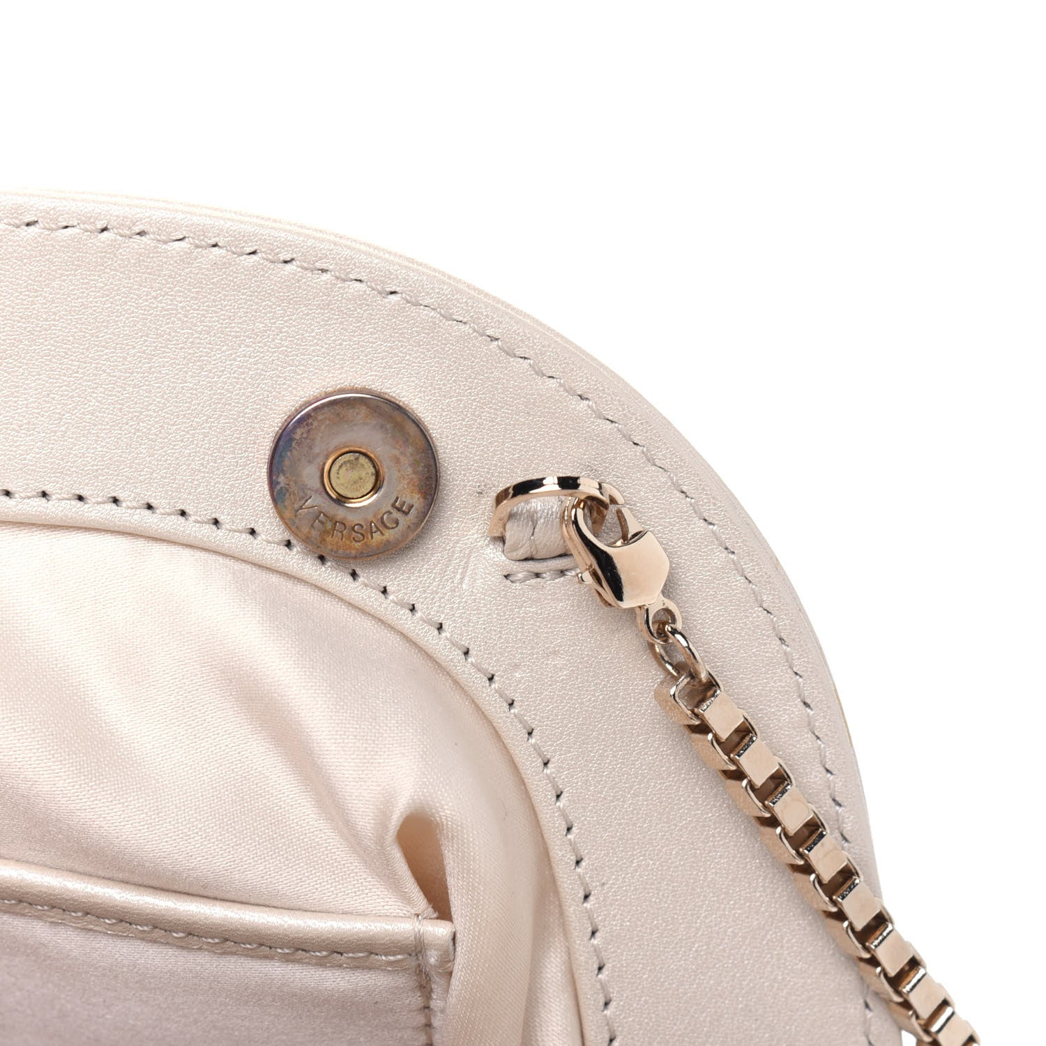 Versace Nappa Barocco Quilted Medusa Chain Clutch Bone 7 of 11
