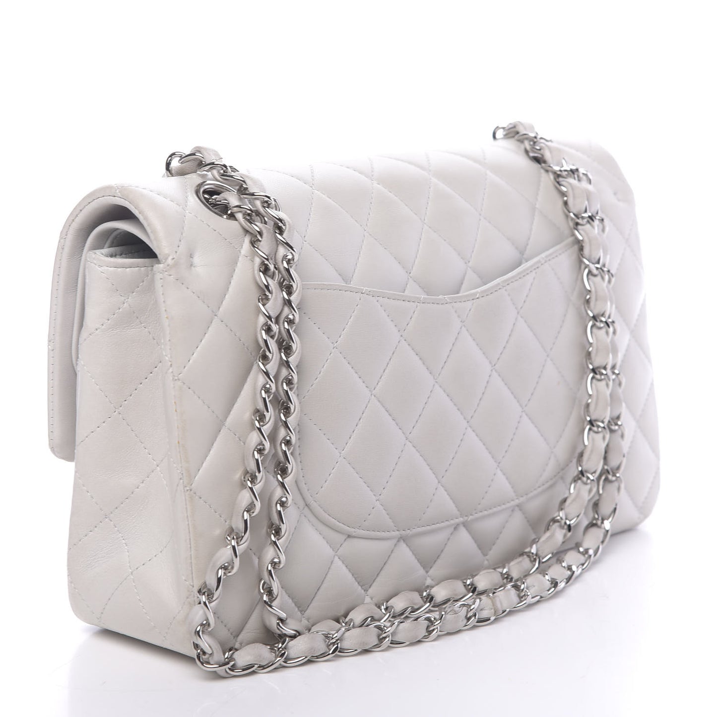 Lambskin Quilted Medium Double Flap White