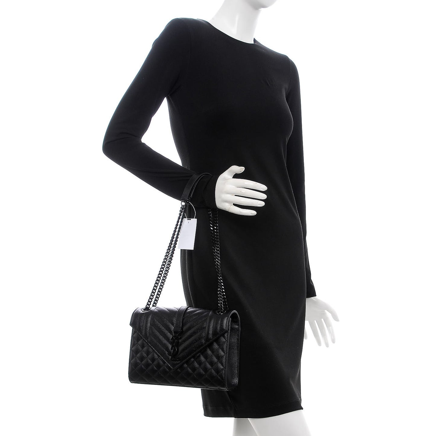 Grain De Poudre Textured Mixed Matelasse Triquilt Medium Monogram Satchel Black
