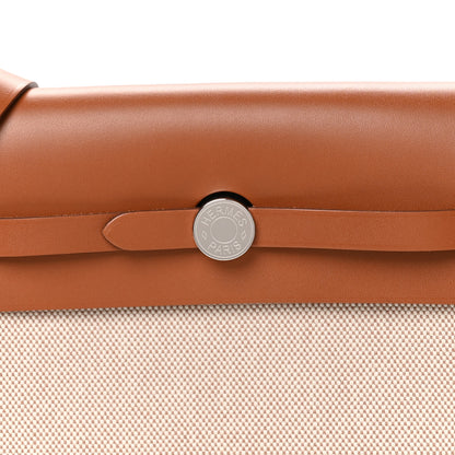 Hermes Military Toile Vache Hunter Herbag Zip Retourne 20 Ecru Beige Fauve 8 of 11